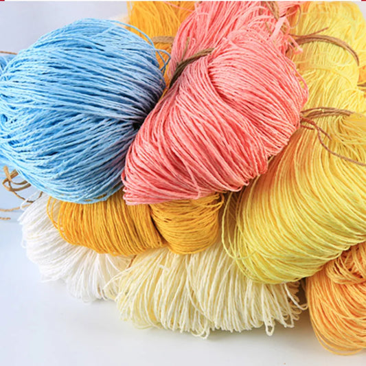 460G/lot Summer Raffia Straw Natural Knitting Crochet Knitwear Wool Yarn Hats Bags Baskets Yarn for Hand Knitting Supplies