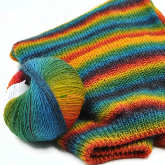 2pcs X50g Rainbow Yarn Wool Crochet Yarn Fancy Lana Knitting Yarn Croche Laine Hand Knitting Colorful Soft Fine