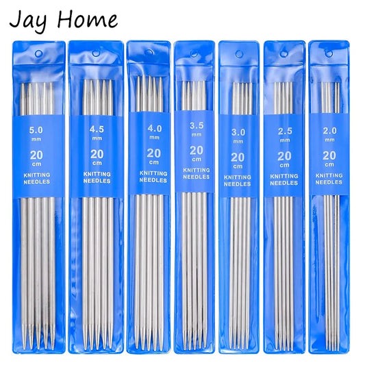 5-35PCS 20CM Stainless Steel Knitting Needles Set 2-5MM Double Pointed Straight Knitting Needles for Sweaters Knitting Project