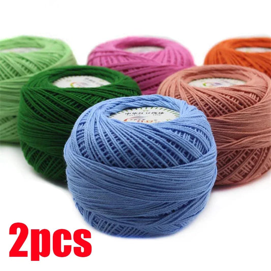 2pcs Lace Yarn 100% Cotton Yarn for Crocheting Fine Combed Using 2.5mm Crochet Tshirt Yarn Knitting