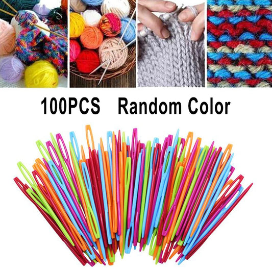100Pcs Knitting Needles Mixed Color Crochet Hooks 5.5cm/7cm/9cm/15cm Plastic Knitting Needles Set  Punch Needle DIY Weaving Tool