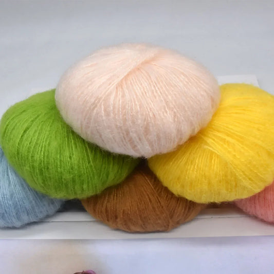 Wholesale 250g/lot 10balls DIY Thin Soft Mohair Yarn Pluah Yarn Hand Knitting Weaving Crochet Thread 60% Mohair 40% Acrylic