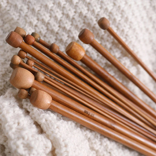 2pcs New Sweater Needle Carbonized Bamboo Needle Single Head Bamboo Charcoal Needle With Long Wood Needle 35cm Knitting Needle