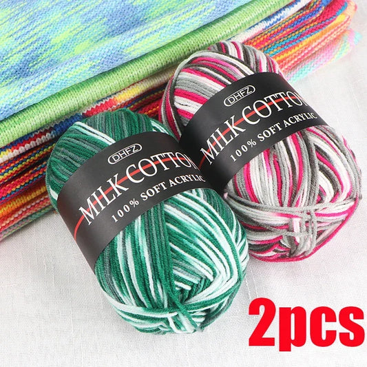 2pcs Melange Yarn Ring Worsted Blended Knitting Yarn for Knitting Colorful Fine Dye Yarn